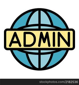 Global admin icon. Outline global admin vector icon color flat isolated. Global admin icon color outline vector