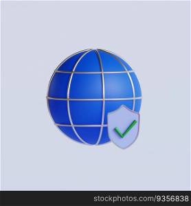 Global and internet security concept. 3d render illustration