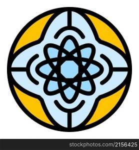 Global atom icon. Outline global atom vector icon color flat isolated. Global atom icon color outline vector
