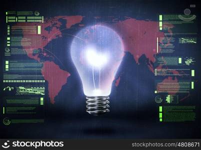 Global business. Conceptual background image with light bulb and world map