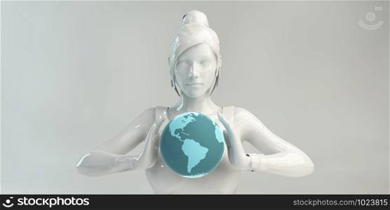 Global Business Management with Professional Holding Globe. Global Business Management