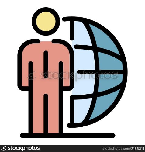 Global business training icon. Outline global business training vector icon color flat isolated. Global business training icon color outline vector