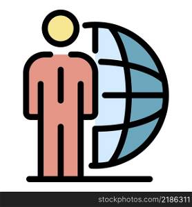 Global business training icon. Outline global business training vector icon color flat isolated. Global business training icon color outline vector