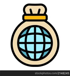 Global charity icon. Outline global charity vector icon color flat isolated. Global charity icon color outline vector