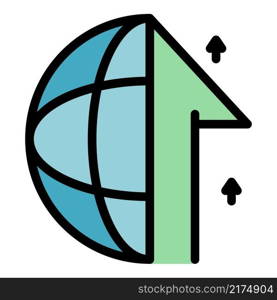 Global connection icon. Outline global connection vector icon color flat isolated. Global connection icon color outline vector