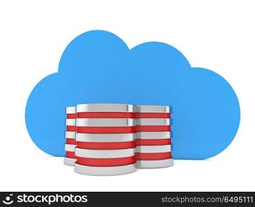 Global data storage and cloud .. Global data storage and cloud on white background. 3d render illustration.