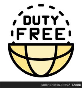 Global duty free icon. Outline global duty free vector icon color flat isolated. Global duty free icon color outline vector