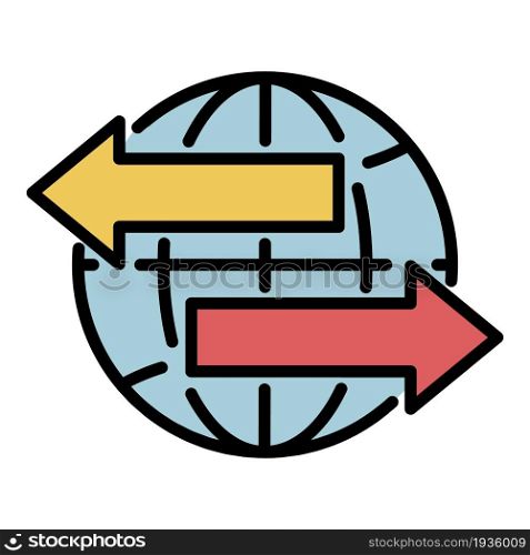 Global export icon. Outline global export vector icon color flat isolated. Global export icon color outline vector