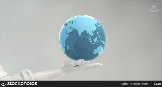 Global Focus with Hand Holding Globe Concept Art. Global Focus