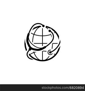 Global Health Care Icon. Flat Design.. Global Health Care Icon. Flat Design. Isolated Illustration.