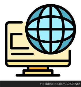 Global home office icon. Outline global home office vector icon color flat isolated. Global home office icon color outline vector