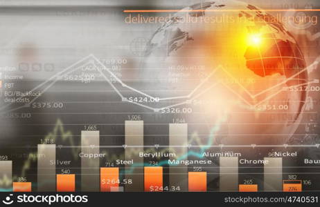 Global interaction. Conceptual image with global financial charts and graphs