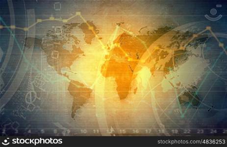 Global interaction. Conceptual image with global financial charts and graphs. Elements of this image are furnished by NASA