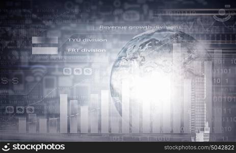 Global interaction. Conceptual image with global financial charts and graphs. Elements of this image are furnished by NASA