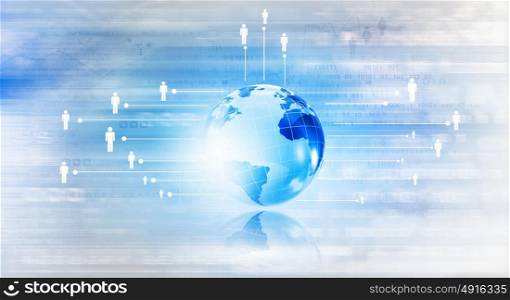 Global media technologies. Background conceptual image of digital globe and binary code