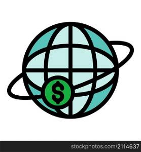 Global money broker icon. Outline global money broker vector icon color flat isolated. Global money broker icon color outline vector