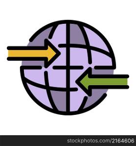 Global money transfer icon. Outline global money transfer vector icon color flat isolated. Global money transfer icon color outline vector