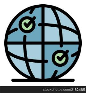 Global recruiter icon. Outline global recruiter vector icon color flat isolated. Global recruiter icon color outline vector