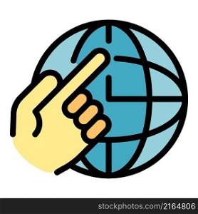 Global relocation icon. Outline global relocation vector icon color flat isolated. Global relocation icon color outline vector