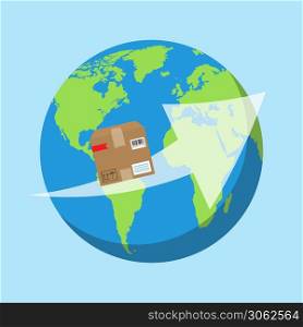 Global shipping program concept. International delivery services. . International delivery services. illustration. Global shipping program concept.