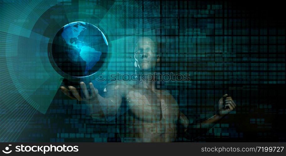Global Strategy with Man Holding Globe for Business. Global Strategy