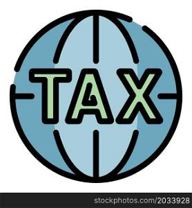 Global tax icon. Outline global tax vector icon color flat isolated. Global tax icon color outline vector