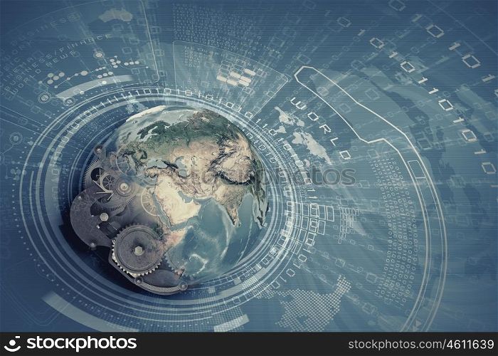 Global technologies. Earth planet on digital background. Elements of this image are furnished by NASA