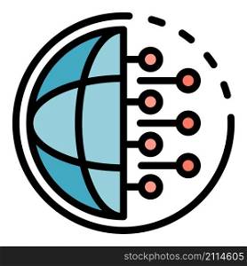 Global technology icon. Outline global technology vector icon color flat isolated. Global technology icon color outline vector