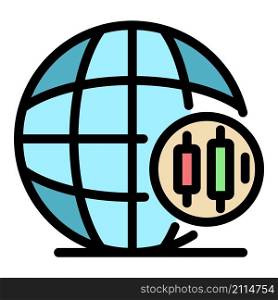 Global trader icon. Outline global trader vector icon color flat isolated. Global trader icon color outline vector