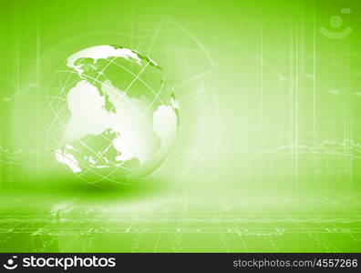 Globalization concept. Blue digital image of globe. Background image