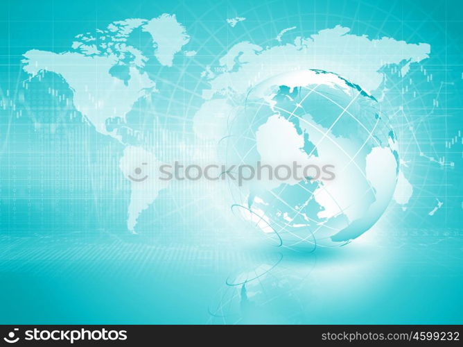 Globalization concept. Blue digital image of globe. Background image