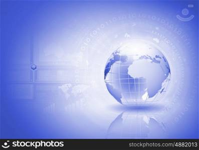 Globalization concept. Blue digital image of globe. Background image