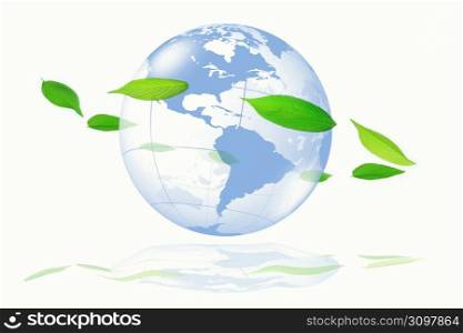 Globe and Fresh green leaf