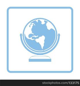 Globe icon. Blue frame design. Vector illustration.