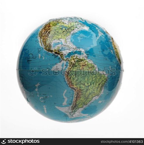 globe isolated on white background with america