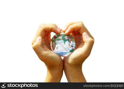 globe on the human hand