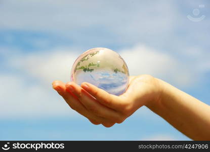 globe on the human hand
