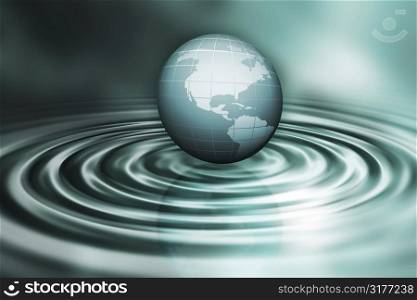 Globe on water ripples