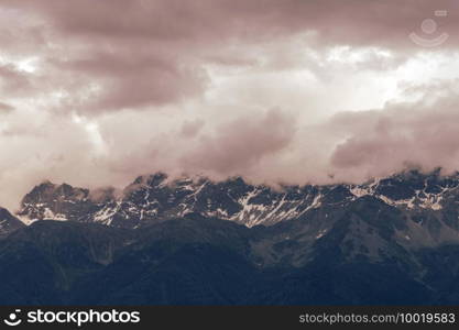 Glorenza, or Glurns, Bolzano, Trentino Alto Adige, Italy  historic city in the Venosta valley.. Mountain landscape at summer