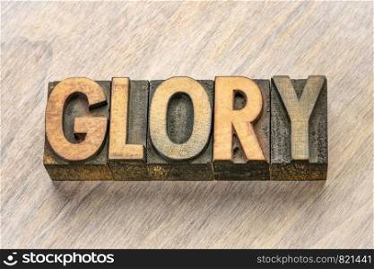 glory word abstract in vintage letterpress wood type