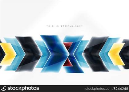 Glossy arrow wallpaper. Color geometric shapes - glass realistic style. web brochure, internet flyer with copyspace