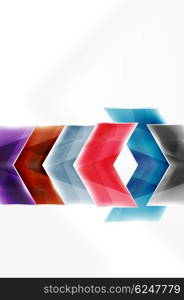 Glossy arrow wallpaper. Color geometric shapes - glass realistic style. web brochure, internet flyer with copyspace