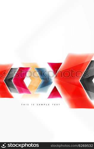 Glossy arrow wallpaper. Color geometric shapes - glass realistic style. web brochure, internet flyer with copyspace