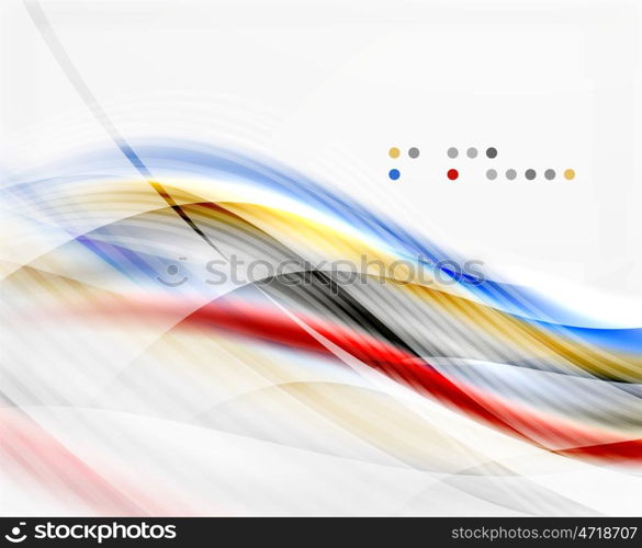 Glossy blurred shiny wave lines, colorful stripes. Modern business presentation or message background