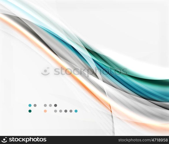 Glossy blurred shiny wave lines, colorful stripes. Modern business presentation or message background