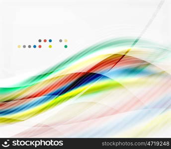 Glossy blurred shiny wave lines, colorful stripes. Modern business presentation or message background