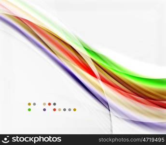 Glossy blurred shiny wave lines, colorful stripes. Modern business presentation or message background