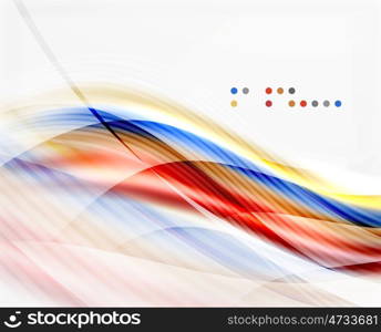 Glossy blurred shiny wave lines, colorful stripes. Modern business presentation or message background