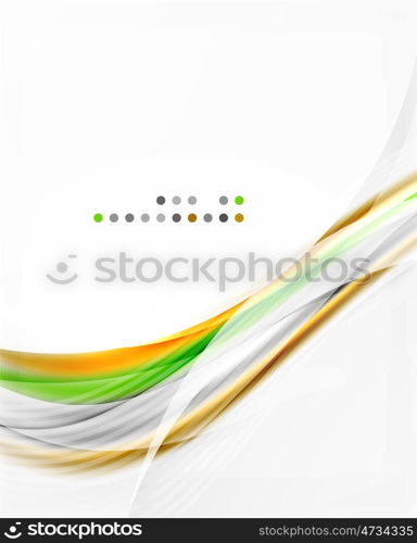 Glossy blurred shiny wave lines, colorful stripes. Modern business presentation or message background