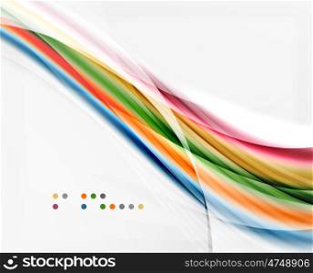 Glossy blurred shiny wave lines, colorful stripes. Modern business presentation or message background